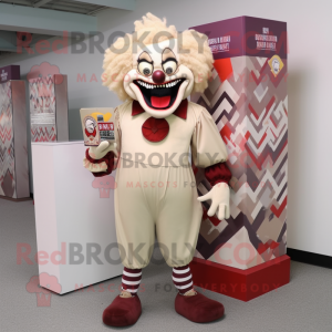 Beige Evil Clown mascotte...