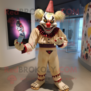 Beige Evil Clown mascot costume character dressed with a Leggings and Wallets