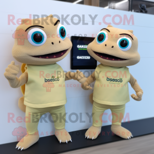 Beige Geckos maskot drakt...