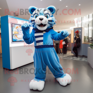 Blue Tiger maskot kostume...