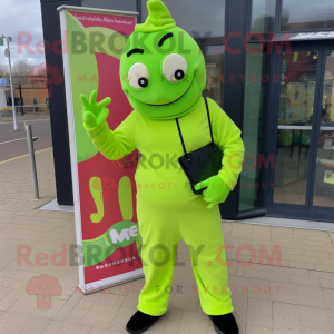 Lime Green Mime mascotte...