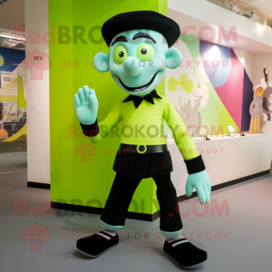 Lime Green Mime mascot costume character dressed with a Trousers and Clutch bags