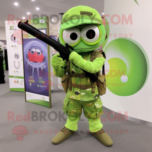 Limegrønn Sniper maskot...