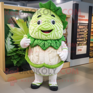 Cream Cabbage mascot costume character dressed with a Sweater and Cummerbunds