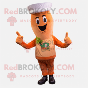 Tan Carrot mascot costume character dressed with a Jeans and Belts