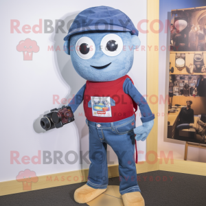 nan Camera mascot costume character dressed with a Jeans and Beanies