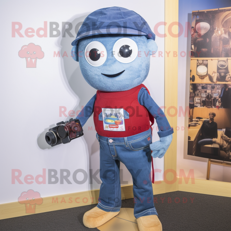 nan Camera mascot costume character dressed with a Jeans and Beanies nan Camera mascot costume character dressed with a Jeans and Beanies