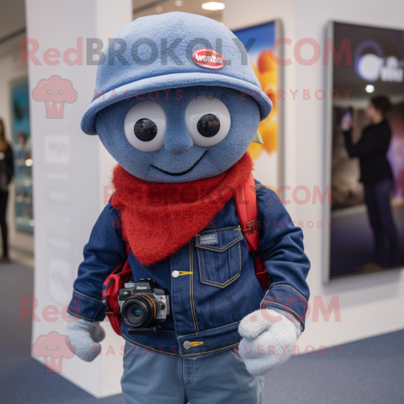 nan Camera mascot costume character dressed with a Jeans and Beanies nan Camera mascot costume character dressed with a Jeans and Beanies