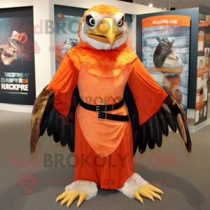 Orange Hawk mascot costume character dressed with a Long Sleeve Tee and Earrings