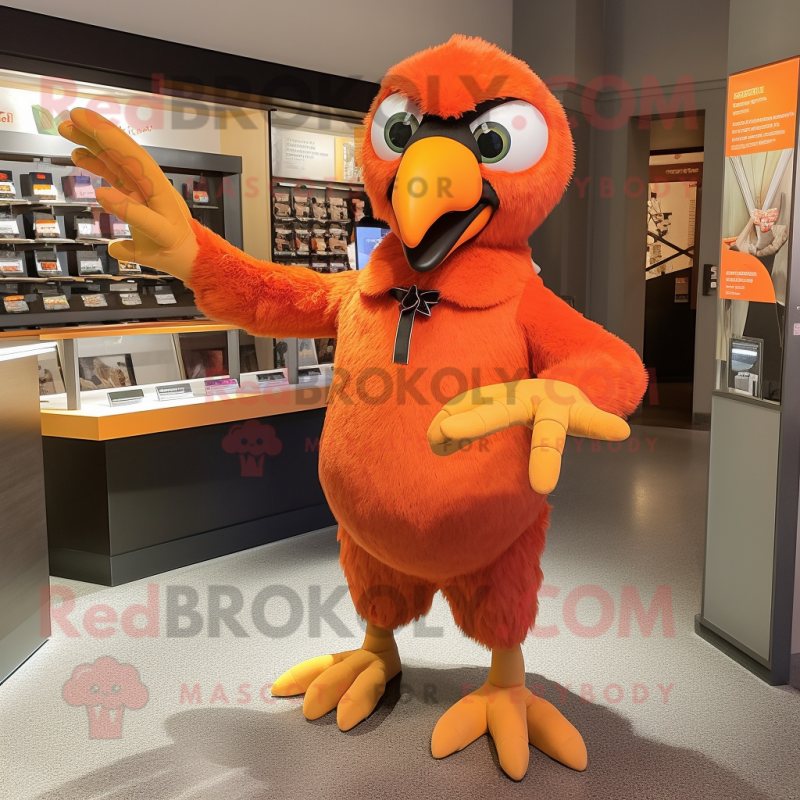Orange Hawk mascot costume character dressed with a Long Sleeve Tee and Earrings