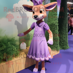 Lavender Roe Deer mascot costume character dressed with a Culottes and Shoe clips