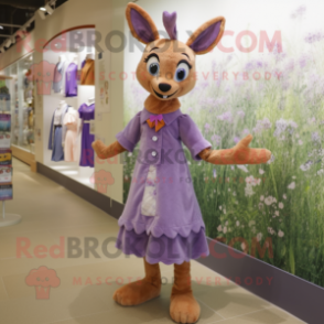 Lavender Roe Deer mascot costume character dressed with a Culottes and Shoe clips