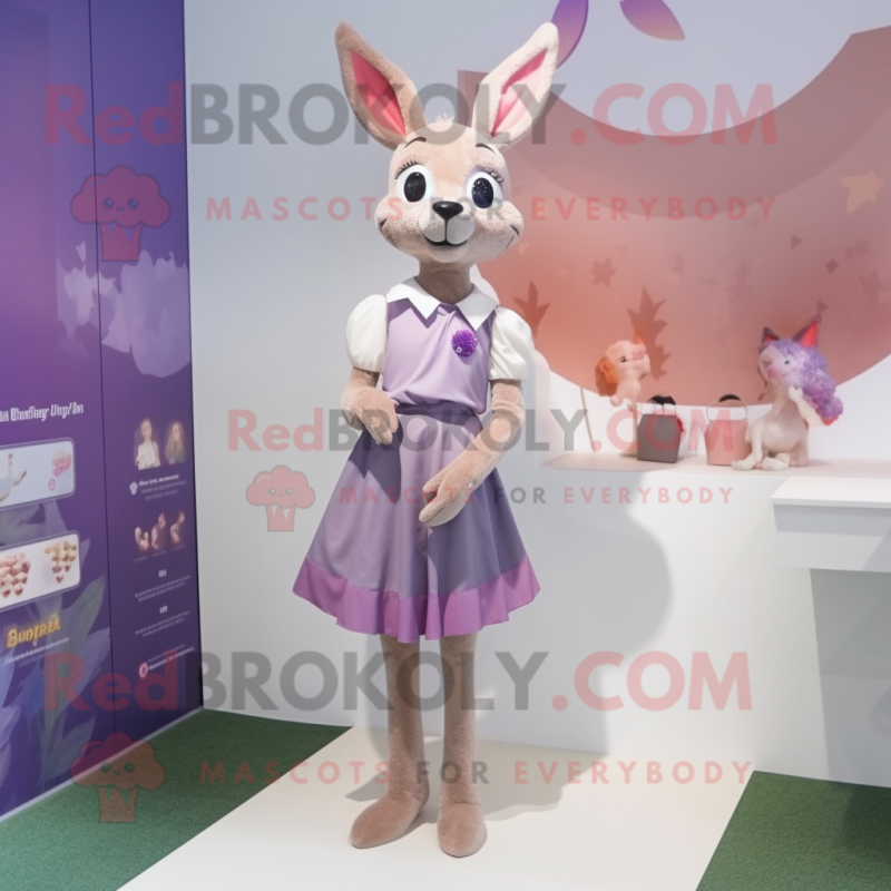 Lavender Roe Deer mascot costume character dressed with a Culottes and Shoe clips