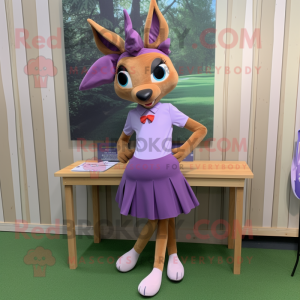 Lavender Roe Deer mascot costume character dressed with a Culottes and Shoe clips
