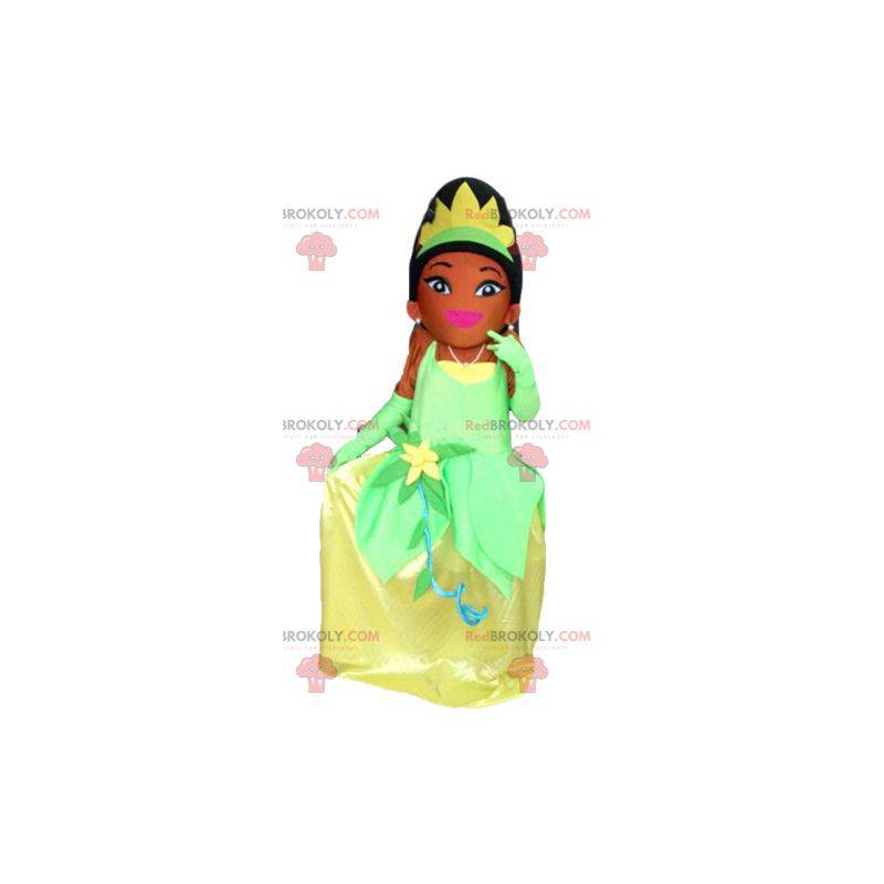 Prinsessan Tiana maskot av prinsessan och grodan -