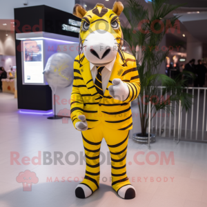 Geel Zebra mascotte kostuum...