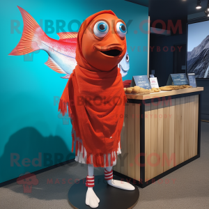 Röd Fish And Chips maskot...