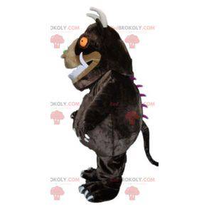 Stor brun monster maskot med stora tänder - Redbrokoly.com