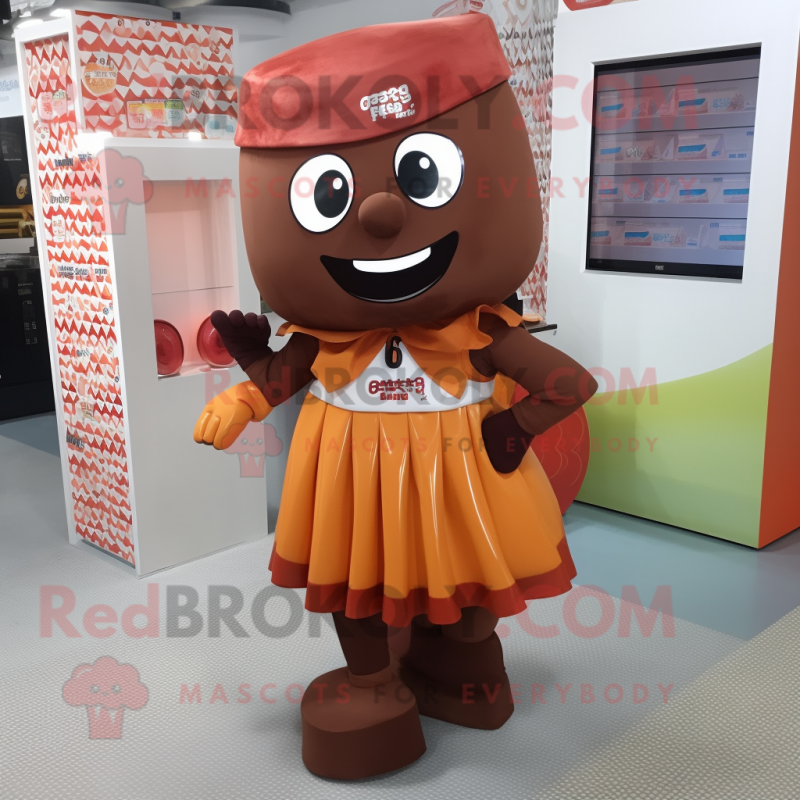 Rust Candy Box mascot costume character dressed with a Culottes and Headbands Rust Candy Box mascot costume character dressed with a Culottes and Headbands