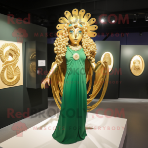 Gold Medusa maskot kostume...