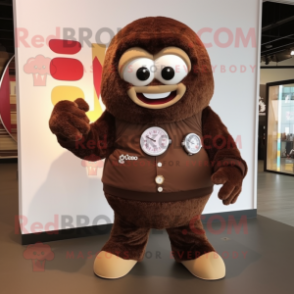 Brown Pendant mascot costume character dressed with a Jacket and Bracelet watches