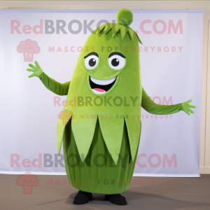 Olive Celery mascot costume character dressed with a Culottes and Cummerbunds