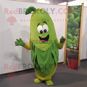 Olive Celery mascot costume character dressed with a Culottes and Cummerbunds
