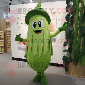 Olive Celery mascot costume character dressed with a Culottes and Cummerbunds