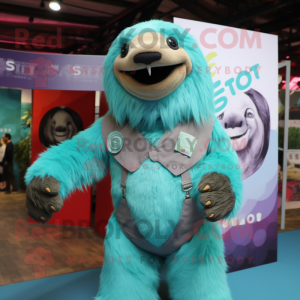 Teal Giant Sloth mascotte...