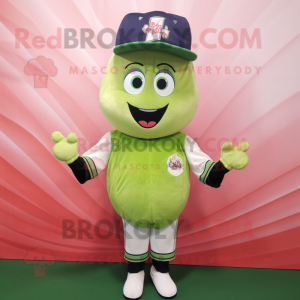 Olive Ceviche mascot costume character dressed with a Baseball Tee and Earrings