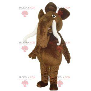 Duży brązowy mamut maskotka z dużymi kłami - Redbrokoly.com
