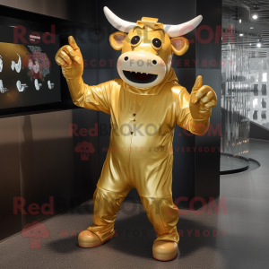 Gold Cow maskot kostume...