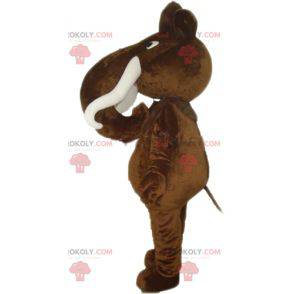 Grande mascotte mammut marrone con grandi zanne - Redbrokoly.com