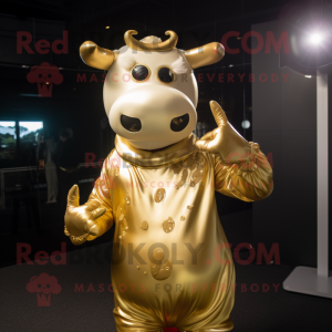 Gold Cow maskot drakt figur...