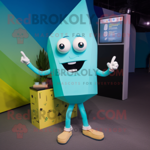 Cyan Nachos mascot costume character dressed with a Yoga Pants and Digital watches