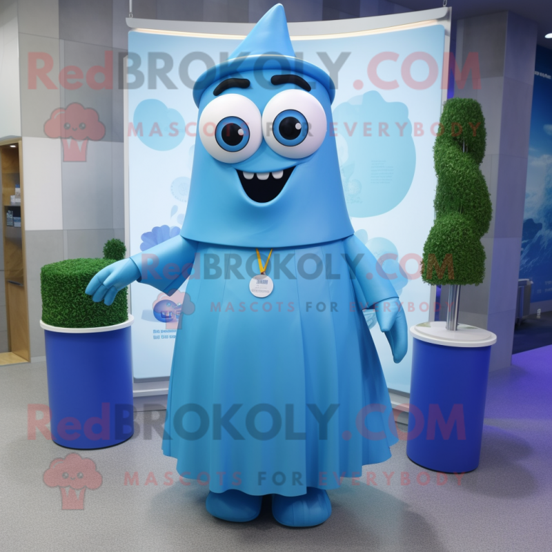 Blue Doctor mascot costume character dressed with a Maxi Skirt and Earrings Blue Doctor mascot costume character dressed with a Maxi Skirt and Earrings
