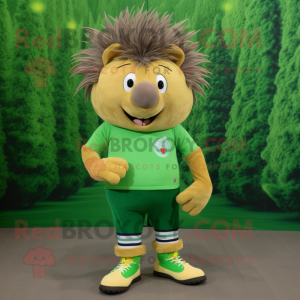 Grön Porcupine maskot...