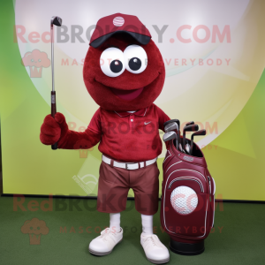 Maroon Golf Ball maskot...