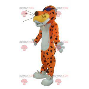 Mascote tigre laranja branco e preto com óculos - Redbrokoly.com