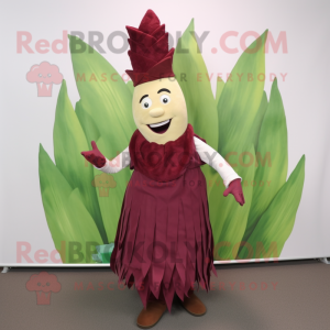 Maroon asparges maskot...