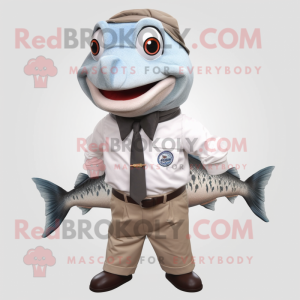 White Salmon mascot costume character dressed with a Blouse and Ties