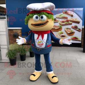 Navy Burgers mascot costume character dressed with a Skinny Jeans and Shawls