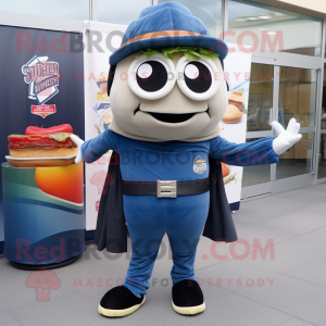 Navy Burgers mascot costume character dressed with a Skinny Jeans and Shawls