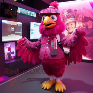 Magenta Eagle maskot kostym...