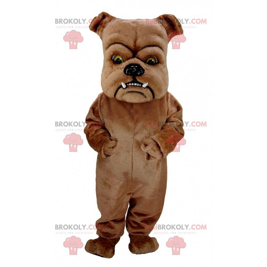 Mascote cachorro marrom gigante e intimidante - Redbrokoly.com