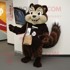 Brown Skunk mascot costume character dressed with a Long Sleeve Tee and Wallets