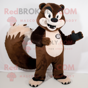 Brown Skunk mascot costume character dressed with a Long Sleeve Tee and Wallets