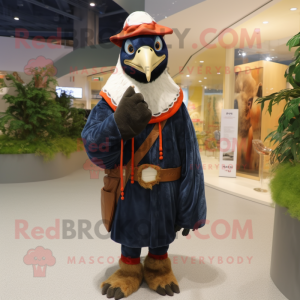Navy Woodpecker mascot costume character dressed with a Parka and Shawls