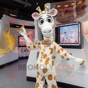 Cream Giraffe maskot kostym...