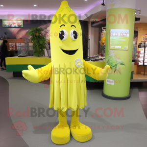 Yellow Celery mascot costume character dressed with a Sweatshirt and Scarf clips